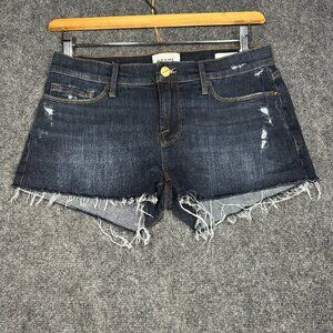 Frame Denim Shorts Womens 26 Le Cutoff Pockets Cotton Stretch Raw Hem Distressed